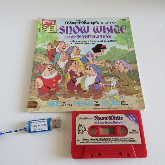 DISNEY Snow White Book & Cassette Tape & USB Flash Drive with MP3 Files - Picture 1 of 9